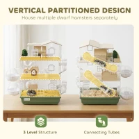 PawHut Large Hamster Cage, 3 Tiers Acrylic Hamster Habitat with Water Bottles, Running Wheel for Pet Mice, Dwarf Hamster(m-6)