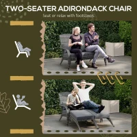 Outsunny Wicker Adirondack Chair for 2 with Cushions & Footrests, PE Rattan Double Chaise Lounge Chair, Fire Pit Chair for Porch with High-back, Wide Armrests, Mixed Gray(m-7)