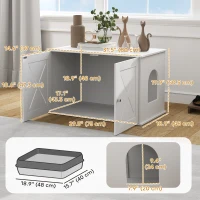 PawHut Hidden Cat Litter Box Enclosure with Double Doors, Hole, Pet House Side End Table, 31.5" x 19" x 20", White(m-3)