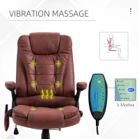 Vinsetto 6 Point Vibration Massage Office Chair with Heat, High Back Executive Office Chair with Padded Armrests, Microfiber Reclining Computer Chair, Red(m-18)