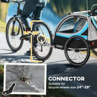 Aosom 3-in-1 Bike Trailer for Kids, Running Stroller with 2 Seats, Jogging Cart with 5-Point Harness, Storage Units, Blue(m-7)