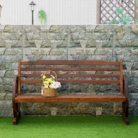 Outsunny Wooden Wagon Wheel Bench, 3-Person Rustic Slatted Seat, Outdoor Patio Furniture, Brown(m-13)