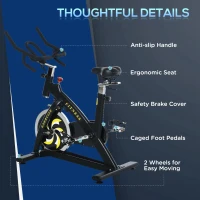 Soozier Stationary Fitness Exercise Bike with 40lbs Flywheel Cycling Cardio Workout  Belt Drive Racing Machine with Adjustable Resistance for Home Gym(m-7)