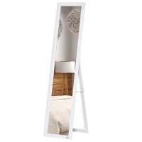 HOMCOM Full Length Glass Mirror, Freestanding or Wall Mounted Dress Mirror for Bedroom, Living Room, Bathroom, White(m-11)