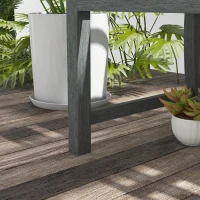 Outsunny 46" Outdoor Garden Bench, Metal Bench, Wood Look Slatted Frame Furniture for Patio, Park, Porch, Lawn, Yard, Deck, Gray(m-9)