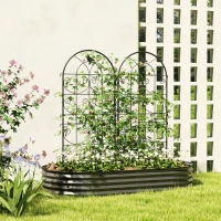 Outsunny Set of 2 Metal Garden Trellis, Decorative Trellis Panels, Bird Design, 120 x 50 cm, Black(m-1)