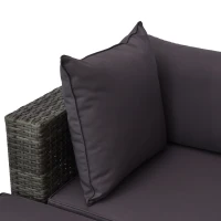 Outsunny 5-Piece Outdoor Sectional Furniture, Patio Sofa Set, PE Wicker Couch, Cushions, Pillows, Ottoman, Table, Charcoal(m-9)
