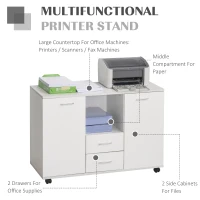 Vinsetto Multifunction Office Filing Cabinet Printer Stand with 2 Drawers, 2 Shelves, & Smooth Counter Surface, White(m-4)