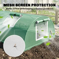 Outsunny Portable Mini Greenhouse, Tunnel Growing Tent with 5 Mesh Windows and Steel Frame, 7' x 3' x 2', Green(m-5)
