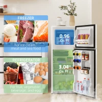 HOMCOM Small Fridge with Freezer, 4 Cu Ft Refrigerator with Reversible Doors, White(m-4)