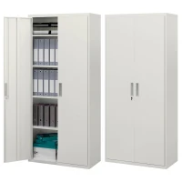 HOMCOM 71" Tall Garage Cabinet, Metal Storage Cabinet with 2 Doors, 4 Adjustable Shelves for Home Office, Study, Garage, White(m-2)