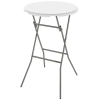 Outsunny 2.6ft Plastic Folding Picnic Table, Camping Table with Anti-Slip Foot Pads, White(m-2)