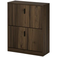 HOMCOM Shoe Storage Cabinet Organizer for 12 Pairs of Shoes with 2 Flip Drawers and Adjustable Shelves, Walnut(m-11)