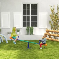 Outsunny Kids Seesaw Swivel with 360 Degrees Rotating, Outdoor Playground Equipment for Backyard, Playground, Multicoloured(m-1)