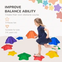Outsunny Balance Stepping Stones for Kids, 11 PCS Starfish Style Non-Slip Obstacle Course, Stackable Balance Blocks for Coordination and Balance Development, Indoor/Outdoor(m-7)