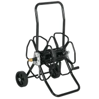 Outsunny 98 ft of 5/8" Hose Reel Cart (Hose Not Included), Garden Water Hose Carts with Wheels for Yard, Lawn, Black(m-9)