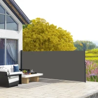 Outsunny 13' x 5' Retractable Side Awning, Outdoor Privacy Screen for Garden, Hot Tub, Balcony, Terrace, Pool, Dark Grey(m-8)