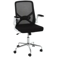 Vinsetto Ergonomic Mesh Office Chair Rocking Swivel Computer Task Desk Chair with Folding Backrest, Lumbar Support, Flip-up Arms and Adjustable Height, Black(m-23)