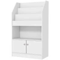 Qaba Toy Storage Organizer Shelf, Kids Bookshelf for Bedroom, Playroom, Nursery, White(m-2)