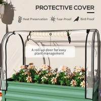 Outsunny Raised Garden Bed with Legs and Cover, Metal Elevated Planter Box with Bottom Shelf and Liner for Vegetables, Green(m-4)