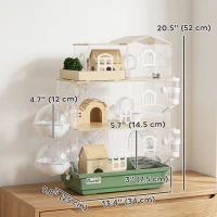 PawHut Large Hamster Cage, 3 Tiers Acrylic Hamster Habitat with Water Bottles, Running Wheel for Pet Mice, Dwarf Hamster(m-3)