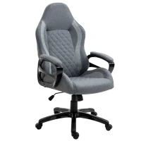 Vinsetto Ergonomic Home Office Chair High Back Task Computer Desk Chair with Padded Armrests, Linen Fabric, Swivel Wheels, and Adjustable Height, Grey(m-11)