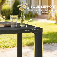 Outsunny Metal Outdoor Side Table, 45.5 cm Square Patio Side Table, Small Accent Table for Garden, Poolside, Black(m-6)