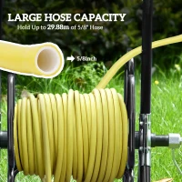 Outsunny 98 ft of 5/8" Hose Reel Cart (Hose Not Included), Garden Water Hose Carts with Wheels for Yard, Lawn, Black(m-4)