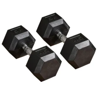 Soozier 2 x 45lbs Hex Dumbbell Set of 2, Rubber Weights Exercise Fitness with Non-Slip Handles, Anti-roll, for Women or Men Home Gym Workout, Black(m-1)
