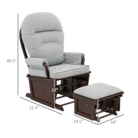 HOMCOM Rocking Chair Set with Ottoman, Nursery Glider Rocker with Footrest, Padded Cushion Seating and Wood Base, Light Gray(m-3)