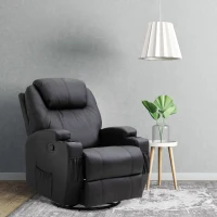HOMCOM Faux Leather Heated Massage Recliner Chair with Remote - Black(m-9)