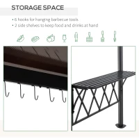 Outsunny Outdoor Hardtop Grill Gazebo Cooking BBQ Canopy w/ 6 Hooks for Utensils and Double Vented PC Roof, Coffee(m-5)