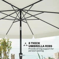 Outsunny 8.5 ft Outdoor Market Table Umbrella, Round Patio Umbrella with Tilt and Crank for Garden, Backyard, Deck, Cream White(m-7)