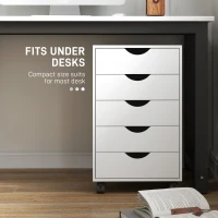 HOMCOM File Cabinet with 5 Drawer Wheels, 15.7" x 15.7" x 26.4", White(m-6)