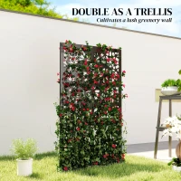 Outsunny Metal Outdoor Privacy Screen, 72" x 38" Freestanding Outdoor Divider, Black(m-7)