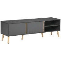 HOMCOM TV Stand for TVs up to 55", TV Cabinet with Shelves and Cable Holes, Entertainment Unit for Living Room, Dark Grey(m-9)