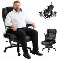 HOMCOM Ergonomic Office Chair with Inflatable Adjustable Lumbar Support, 400 Lbs Heavy Duty High Back Desk Chair, Black(m-11)
