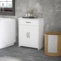 kleankin Bathroom Storage, Bathroom Cabinet with 2 Doors, Adjustable Shelves for Living Room Kitchen, 23.6"x11.8"x29.5", White(m-7)