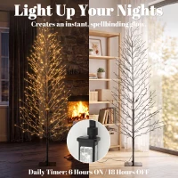 HOMCOM 6FT Lighted Snow-Flocked Twig Tree with Fairy Lights 328 LED, Artificial Tree for Home Indoor Sheltered Outdoor(m-4)