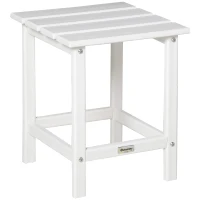 Outsunny Patio Side Table, 15" Square Outdoor End Table, HDPE Plastic Tea Table for Adirondack Chair, Backyard or Lawn, White(m-1)