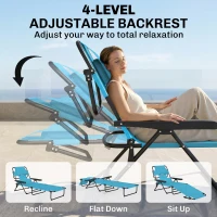 Outsunny Folding Lounge Chair w/ Reclining Back, Light Blue(m-5)