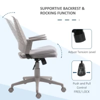 Vinsetto Mid Back Office Chair Computer Swivel Rolling Task Chair with Height Adjustable, Arm, Breathable Back, Grey(m-16)