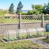 Outsunny 13' L x 3' W x 2.5' H Portable Tunneled Greenhouse with 4 Zippered Doors, Water/UV Fighting PVC Cover, Clear(m-2)