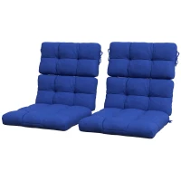 Outsunny 2-Piece Back Seat Cushion Replacement, Outdoor Patio Chair Cushions Set with Ties, Button Tufted, Navy Blue(m-2)