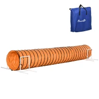PawHut Dog Tunnel, 13 Foot Long, 24" Open Pet Agility Equipment with 2 Support Brackets, Carrying Bag, Orange(m-11)