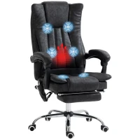 Vinsetto Massage Office Chair, 6 Points and Heat, Reclining Computer Chair with High Back, Adjustable Height and Footrest, Black(m-11)