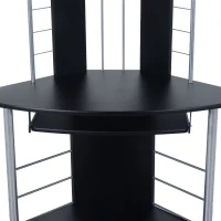 HomCom 45" Arch Tower Compact Modern Corner Computer Workstation Desk With Keyboard Tray And Shelves - Black(m-7)