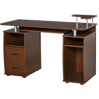 HOMCOM Multi-Function Computer Desk, Home Office Workstation with Keyboard Tray, Elevated Shelf, Sliding Scanner Shelf and CPU Stand, 47.25 x 21.75 Inch, Walnut Brown(m-1)