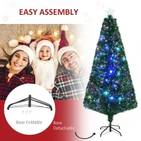 HOMCOM 6FT Pre-lit LED Artificial Christmas Tree Scattered Holiday Décor with Stand, Green(m-7)