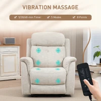 HOMCOM Manual Recliner Chair with Vibration Massage, Reclining Chair for Living Room with Side Pockets, Beige(m-4)